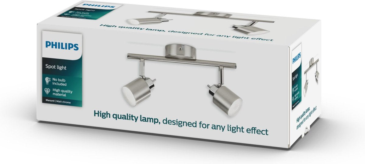 Philips led philips meranti opbouwspot - 2-lichts - nikkel