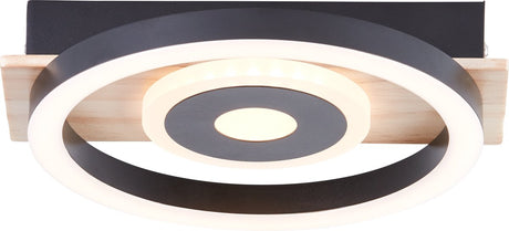 Brilliant maureen - plafondlamp - led 22w - 3000k - zwart - hout