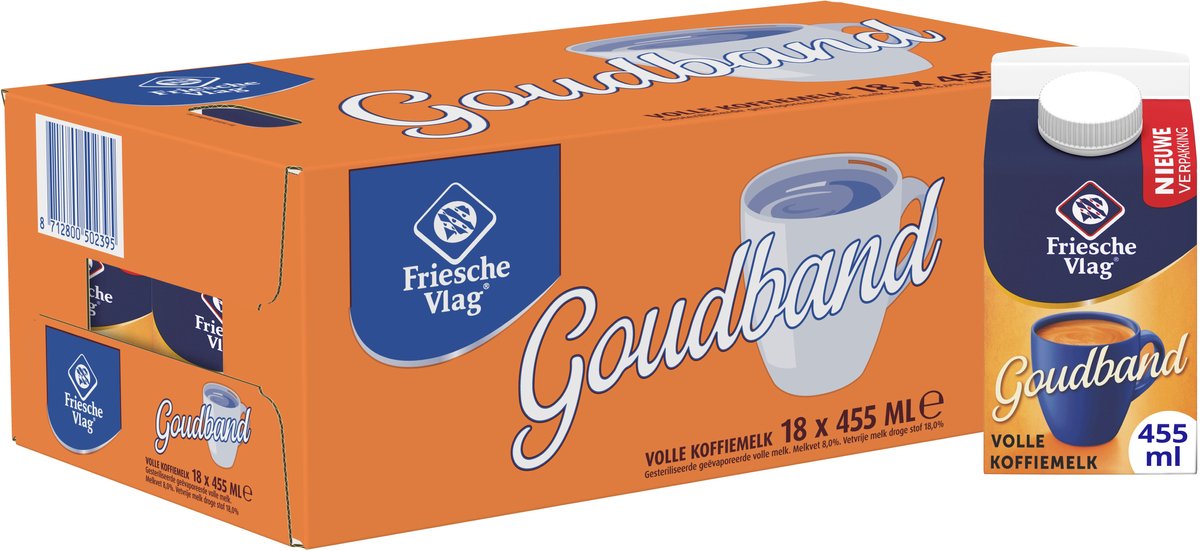 Friesche vlag goudband – koffiemelk – 18 x 455 ml – voordeelverpakking