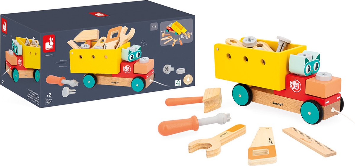 Janod - brico'kids - trekfiguur vrachtwagen - 2-in-1 trekspeelgoed