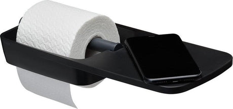 Tiger tess - wc rolhouder met planchet - zelfklevend - 3m tape - boren - zwart antraciet