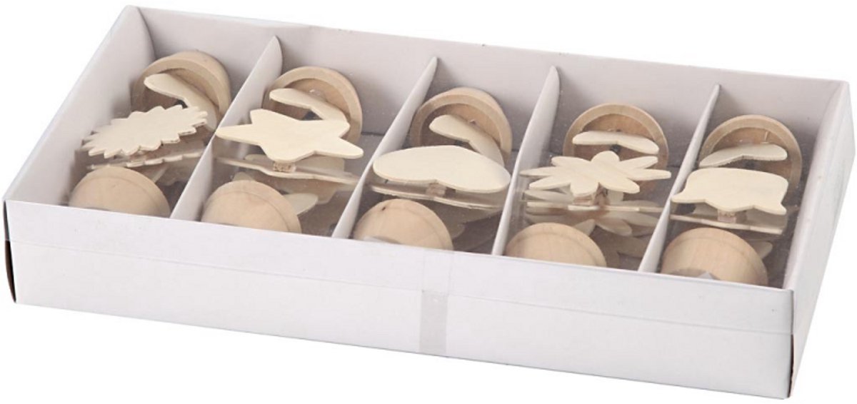 Creativ company versier je houten memoclip bloem, 10st.