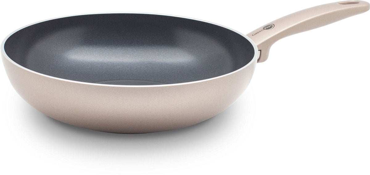 Greenpan cambridge wokpan 28cm – 3.5l - pfas-vrije antikleeflaag – wokpan inductie – keramische pan - ovenbestendig tot 180°c - koudgrepen - zonder deksel - brons