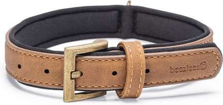 Beeztees balacron ax halsband hond - kunstleer - bruin - 36-44 cm x 20 mm