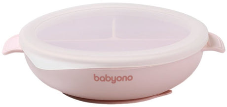 Babyono baby ono roze siliconen bord met zuignap deksel