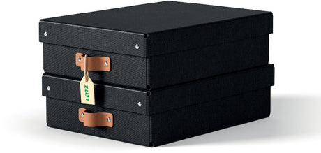 Leitz puro middelgrote lage opbergdoos met deksel - set van 2 - 8l - 100% gerecycled karton - zwart