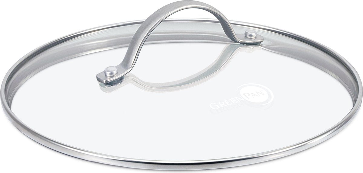 Greenpan universele glazen deksel 24cm - transparant - verhard glas - rvs
