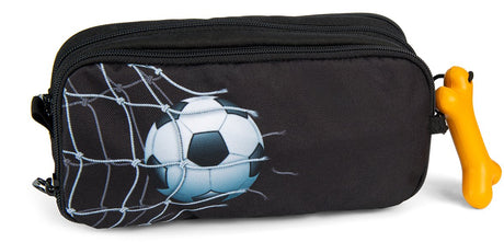 Stones and bones rowan 2.0 - etui - pennenzak voor kinderen - 3 vakken - goalgetter - zwart