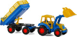 Cavallino tractor met voorlader en aanhanger blauw