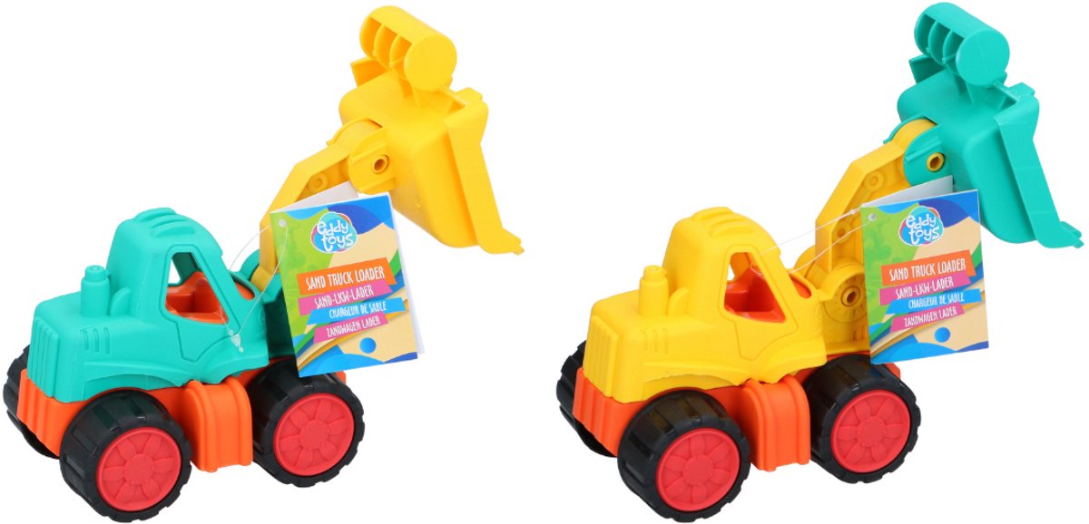 Eddy toys zandwagen lader speelgoed - speelgoed graafmachine voor zandbak en strand - zandwagen met schepbak - assorti kleuren - 1 willekeurige kleur