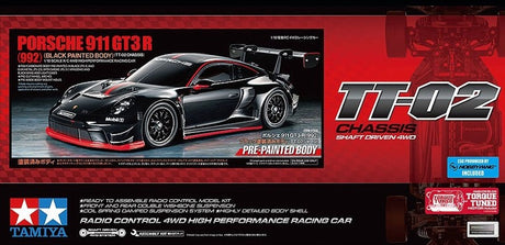 Tamiya modelbouwpakket auto - 47512 rc auto - porsche 911 gt3 r (992) - tt-02 - voorgelakte carrosserie rc plastic - 1:10 - modelbouw