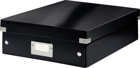 Leitz wow click store middelgrote opbergdoos - 85% gerecycled karton - ruimtebesparende sorteerdoos met vakjes - 28.1 x 10 x 37 cm (bxhxd) - zwart