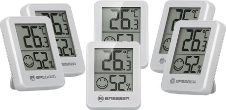 Bresser thermo- en hygrometer - set van 6 - wit - temperatuur en luchtvochtigheid