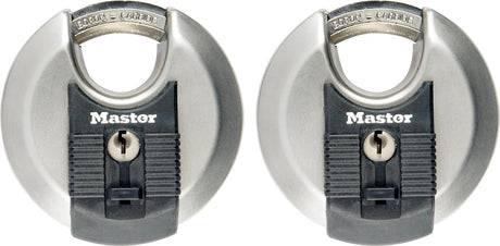 Masterlock hangslot - rvs discusslot - weersbestendig - 70 mm - 2 stuks - m40eurt