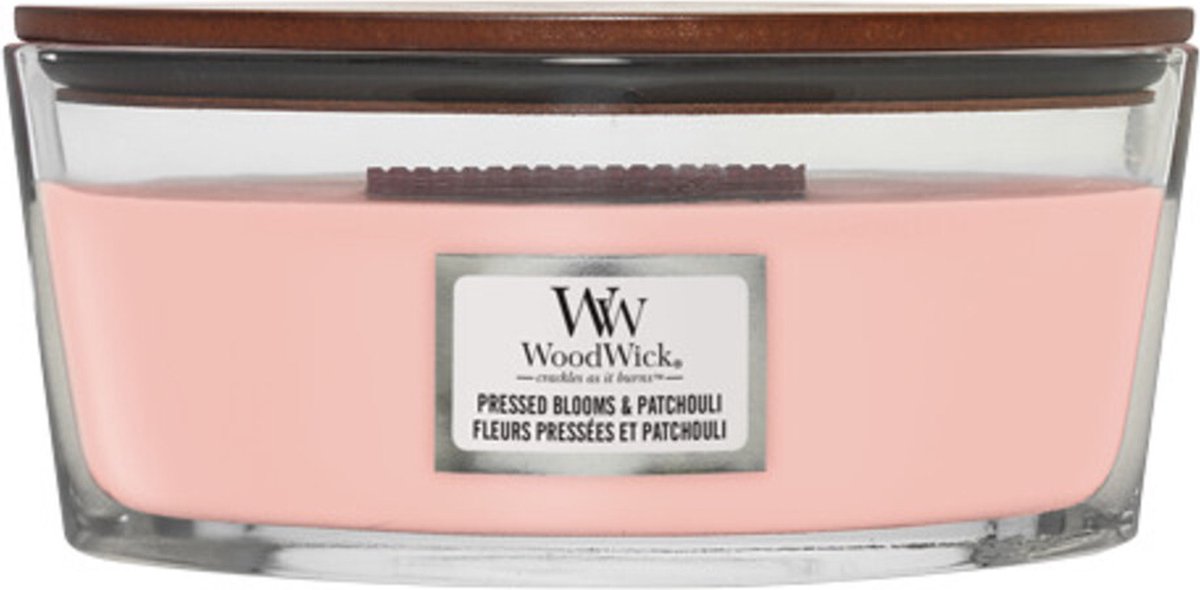 Woodwick heartwick flame ellipse geurkaars - pressed blooms patchouli - 50 branduren