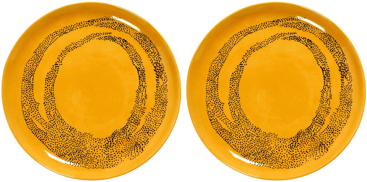 Serax - ottolenghi feast - bord m - geel zwart - 22 ø - 2 stuks