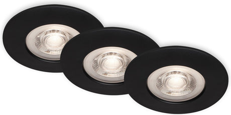 Briloner - led inbouwspots inbouwspot badkamerlamp memory functie set van 3 dimbaar zwart 4,9w ip44 ø9cm