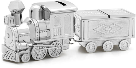 Zilverstad - spaarpot haarlok- tandendoosje locomotief en wagon