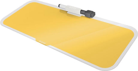 Leitz cosy glassboard voor bureau - glazen memobord met pennenhouder - inclusief minimarker met wisser - warm geel