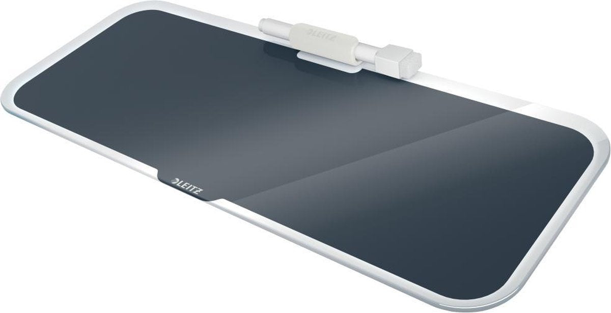 Leitz cosy glassboard voor bureau - glazen memobord met pennenhouder - inclusief minimarker met wisser - fluweel grijs