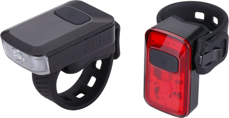 Bbb cycling spark 2.0 fietsverlichting set - 20 tot 100 lumen - usb c oplaadbaar - brandtijd: 28 uur - fietslampjes led set wit en rood - bls-153