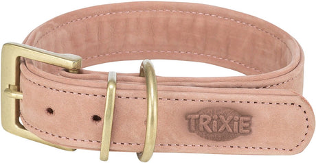 Trixie halsband hond - nubuckleer roze l-xl 52-63x4 cm - comfortabel en dubbel gevoerd