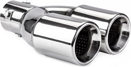 Amio universeel rvs uitlaat sierstuk eindstuk - 2x74mm - mt 008 - aansluit diameter tussen de 36mm en 54mm