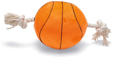 Beeztees basketbal met touw - hondenspeelgoed - pluche - oranje - 33x19x19cm