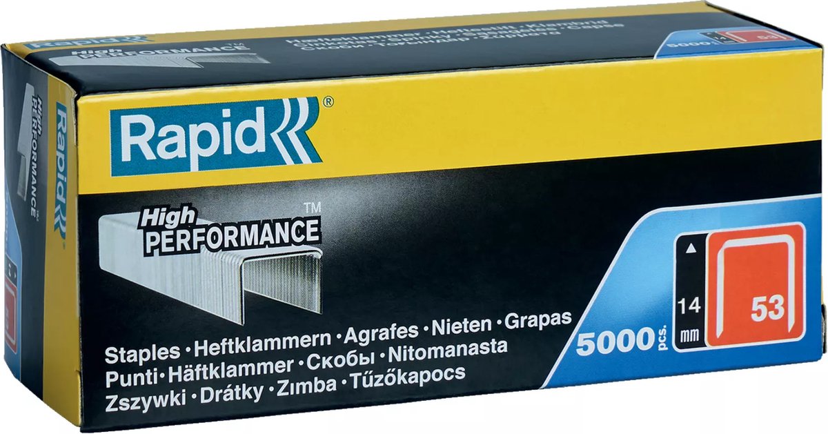 Rapid dundraadnieten – gegalvaniseerd – scherpe punten – 14 mm – 5000 stuks
