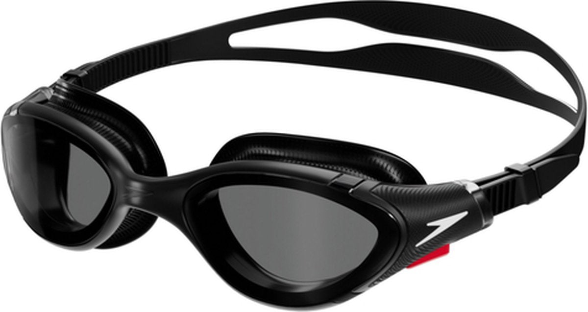 Speedo biofuse 2.0 zwembril - ergonomische duikbril volwassenen - anti condens uv-bescherming - professionele zwembril met drukknopsluiting - superzachte afdichting - zwart smoke