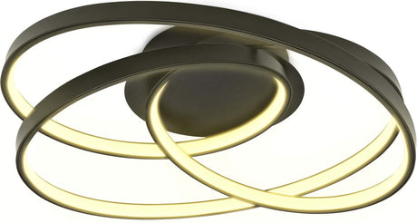 B.k.licht - led plafonniere - ringen plafondlamp - zwart - l: 39cm - warm wit licht 3.000 k - 35w