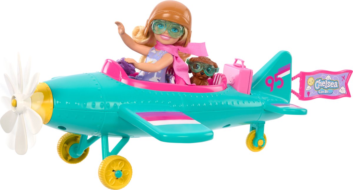 Barbie chelsea beroepenpop speelset - piloot - met barniepop en vliegtuig