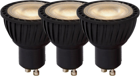 Lucide mr16 - led lamp - ø 5 cm - led dimbaar - gu10 - 3x5w 3000k - zwart - set van 3