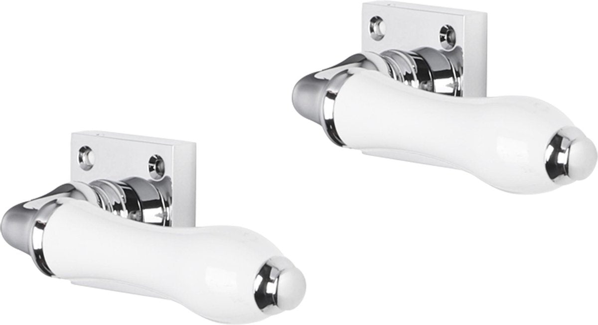 Impresso deurkruk - perth - voor binnen - vierkant met schroeven - chroom - wit - 2 stuks