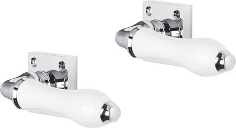 Impresso deurkruk - perth - voor binnen - vierkant met schroeven - chroom - wit - 2 stuks