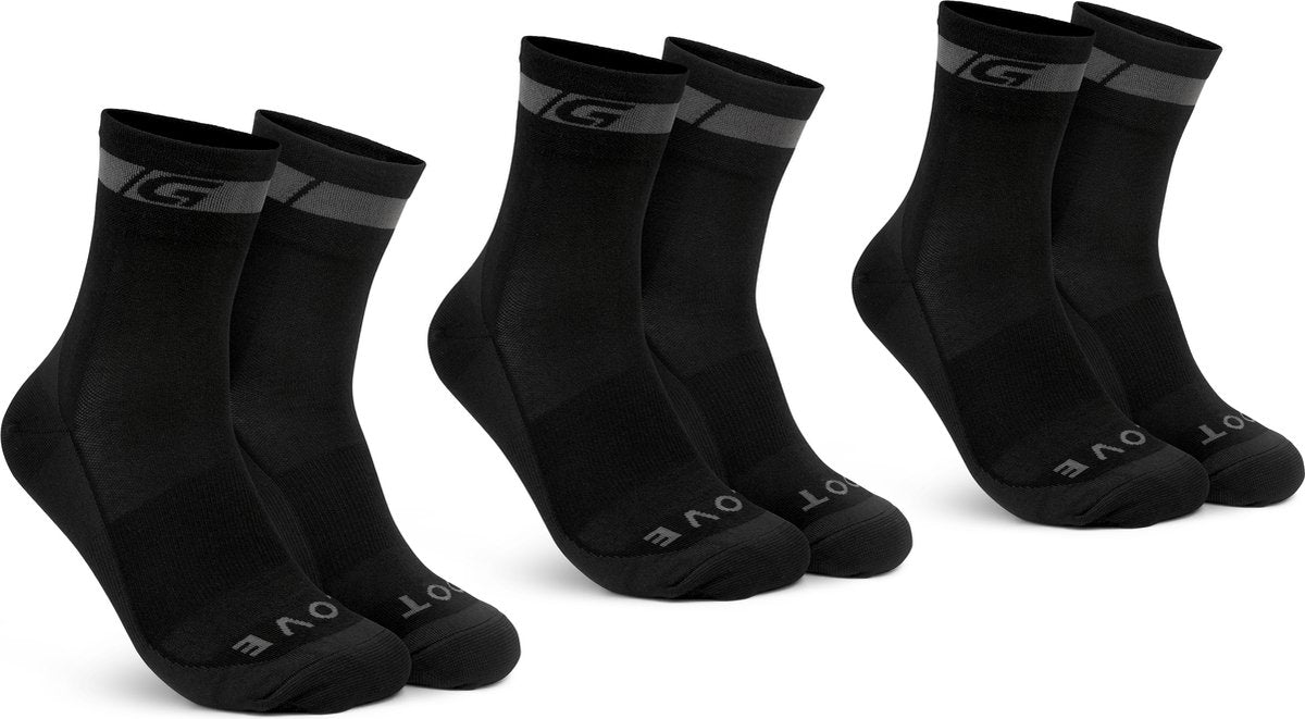 Gripgrab - merino regular cut 3pack fietssokken 3 paar wieler sokken - zwart - unisex - maat m (41-44)