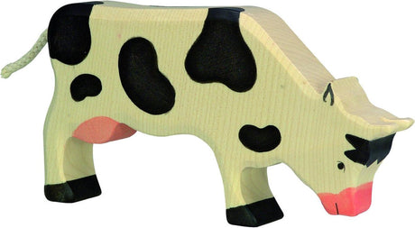 Holztiger koe, grazend, zwart. 18,5 cm.