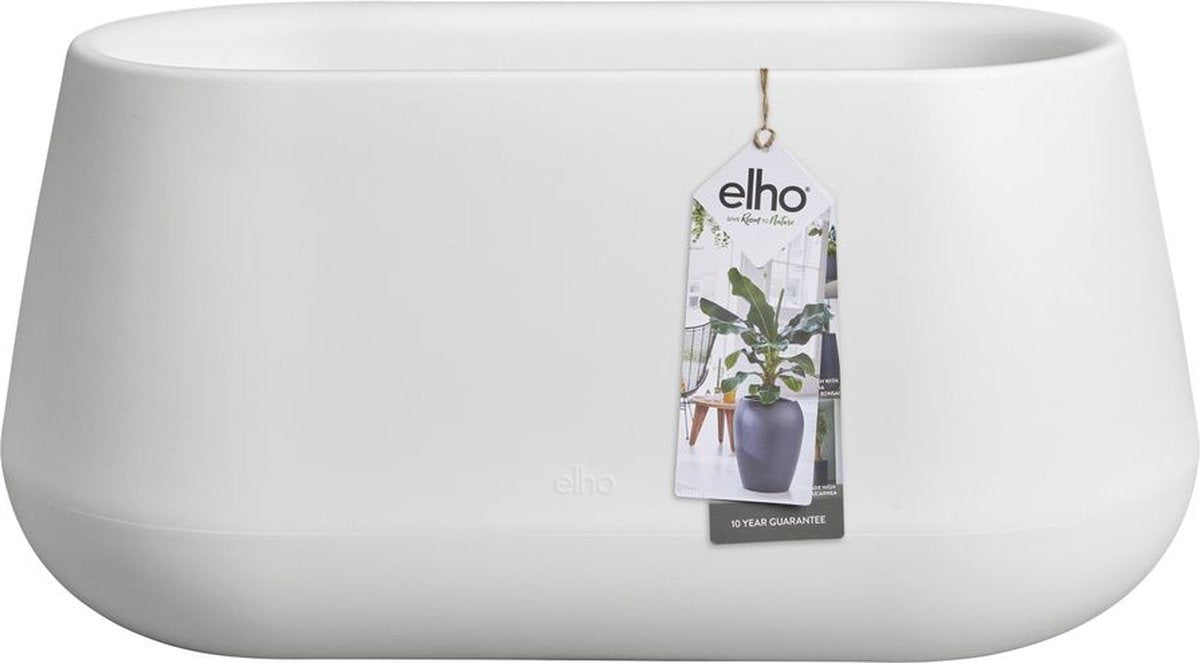 Elho pure cone long wheels 75 - grote plantenbak voor binnen en buiten - gemaakt van gerecycled plastic - l74.0 x h35.8 cm - wit
