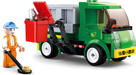 Sluban town vuilniswagen bouwspeelgoed kinderen vanaf 6 jaar – constructiespeelgoed modelbouw – bouwdoos met 118 bouwstenen – m38-b0781b