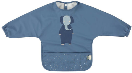 Trixie afwasbare slab met mouwen - mrs. elephant - slab voor kinderen - 100% recycled polyester - eenvoudig schoon - blauw