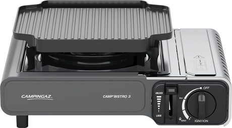 Campingaz camp bistro 3 griddle combo camping kooktoestel – 1 pits gas kooktoestel 2200 watt – met pandragers en bakplaat