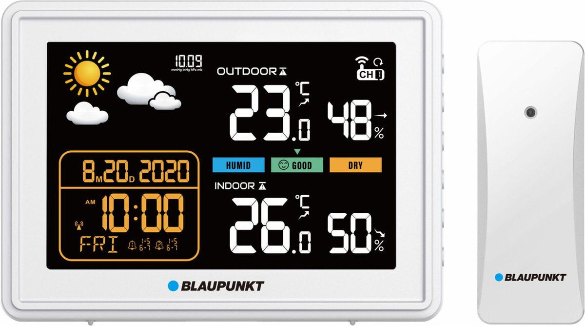 Blaupunkt - weerstation met hygrometer luchtdruk voorspelling - wit