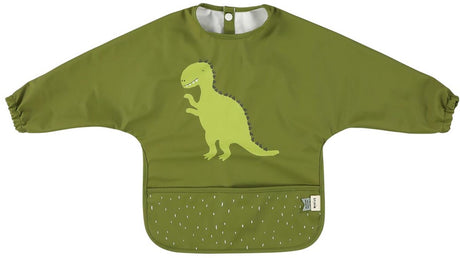Trixie afwasbare slab met mouwen - mr. dino - voor baby's en kleuters 2-4jaar - makkelijk schoon te maken - groen