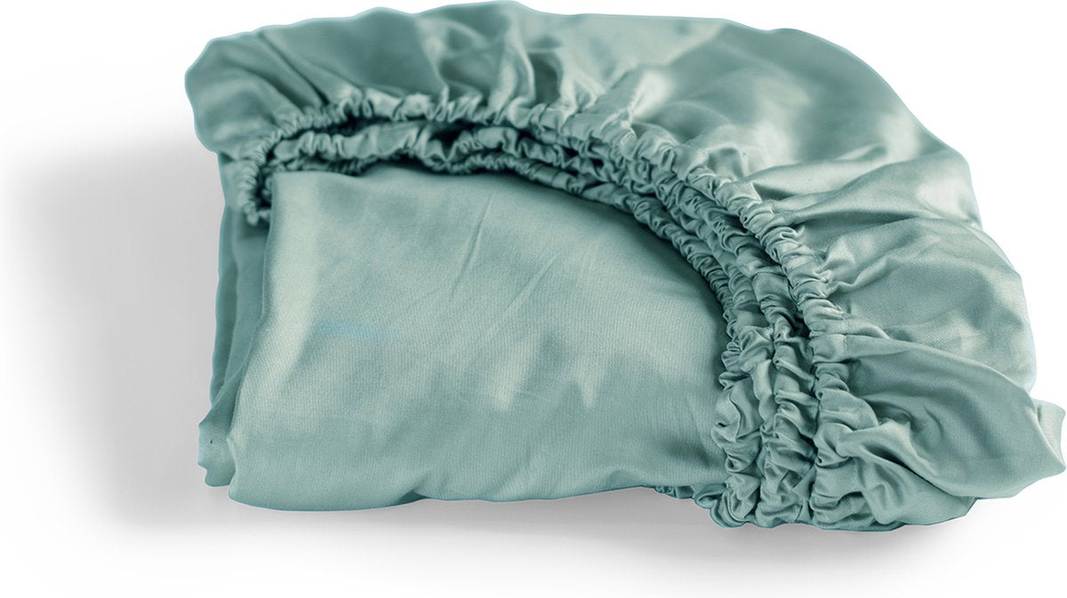 Cinderella - sundays - hoeslaken - tot 25 cm matrashoogte - satijn - 90x220 cm - mineraal groen