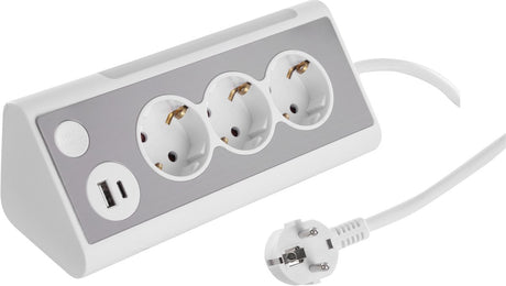 Q-link stekkerdoos - 3-voudig - randaarde - usb a c - met lamp - 3 x 1.5 mmâ² - 1.5 m - wit