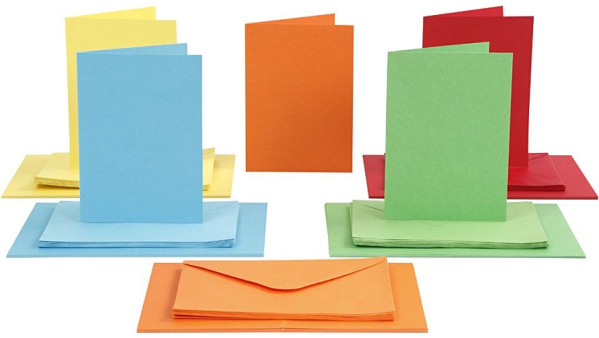Creativ company kaarten en enveloppen diverse kleuren, 50 sets