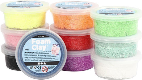 Foam clay foam klei - glitter kleuren, 10x35gr.