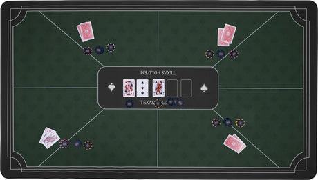 Longfield pokerkleed groen 140x80 cm - polyester rubber - glad speeloppervlak - poker dobbel accessoire - engelhart