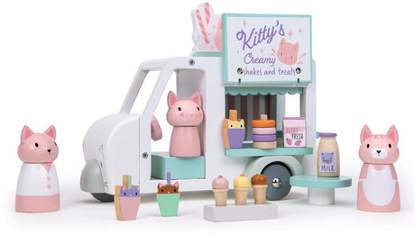 Tender leaf speelgoed kitty's milkshake busje houten speelset.