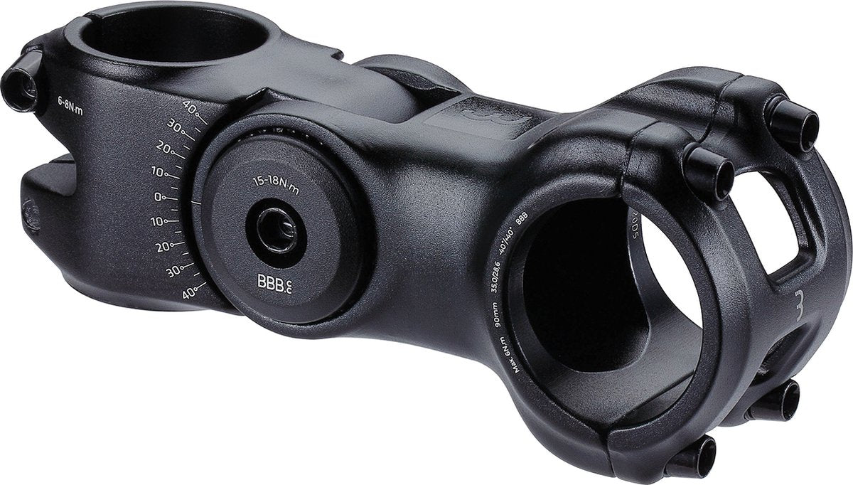 Bbb cycling highsix os stuurpen fiets 90mm – verstelbare stuurpen -40° +40° hoek – voor 35mm sturen – zwart – bhs-30